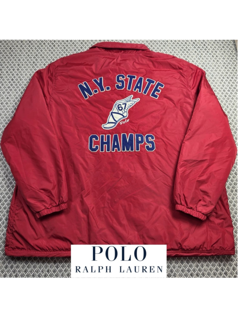Polo Ralph Lauren Mens 3XLT NY State Champs P Wing 67 Coach Jacket Red